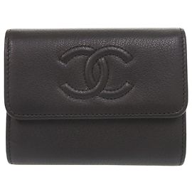 Chanel Coco Mark Leather Card Case Black