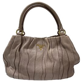 Prada Waves Bolsa em couro Cervo - Bege Rosa Glitter Rosa Bege Gold hardware