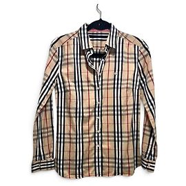 Camisa xadrez Burberry Preto Vermelho Bege