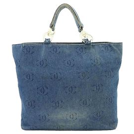Chanel Denim Blue Tote Handbag Blue