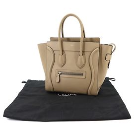 Céline Celine Luggage Micro Shopper Handbag Beige