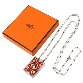 Hermès Collana lunga con pendente Hermes Boite a Reves Argento Rosso