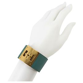 Hermès Hermes Kelly Dog Bangle Bracelet Golden Green