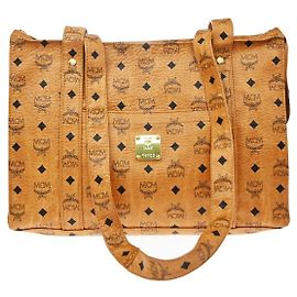 MCM Visetos Leather Handbag Brown Brown