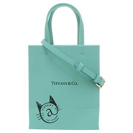 Tiffany & Co. Mini Shopping Tote Leather Handbag Other Light blue