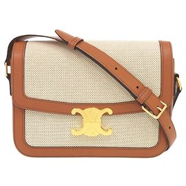 Céline Borsa a tracolla Celine Classic Triomphe in vitello e tessuto Marrone