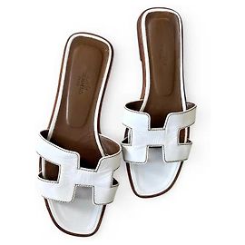 Sandali in pelle bianca Hermès Bianco