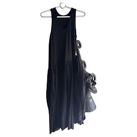Munthe Plus Simonsen Robe Maxi PLU en Coton Noir à Volants Noir