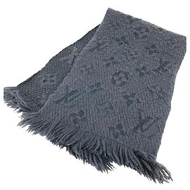Stola Louis Vuitton in lana e seta grigio scuro Grigio antracite