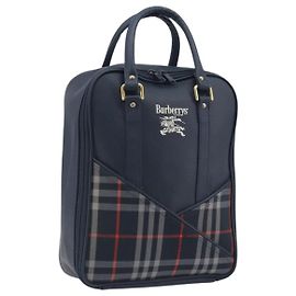 Sac à main Burberrys Nova Check Cuir Canvas Navy Gold Auth 196639 Doré Bleu Marine