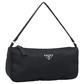 PRADA Accessory Pouch Nylon Black Silver Auth 200929V Black Silvery