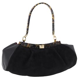 Sac à main Salvatore Ferragamo Suede Black Gold Auth 197890V Noir Doré