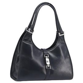 GUCCI Jackie Handtasche Leder Schwarz Silber 002 1067 Auth yk20730V Schwarz Silber