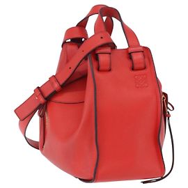 LOEWE Hammock Handtasche Leder 2way Rot Gold Authentisch 197512A Rot Golden