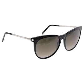 SAINT LAURENT Sunglasses Plastic Black Silver Auth BA15311 Black Silvery