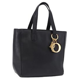Borsa Christian Dior in pelle nera e oro Auth 197734 Nero D'oro