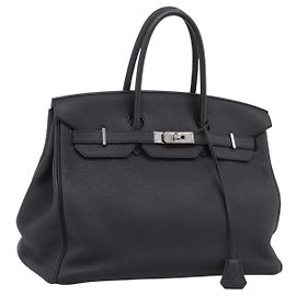 Hermès Sac à main HERMES Birkin 35 en cuir Togo Noir Argent Auth SW2762SM Noir Argenté