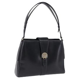 Bolsa de Ombro GUCCI em Couro Preta e Dourada Auth 199689 Preto Dourado