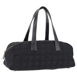 Borsa Tote CHANEL New Travel Line in tela nera e oro CC Auth 183560 Nero D'oro
