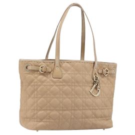 Borsa Tote Christian Dior Lady Dior Canage Canvas Beige Tono Oro Auth 198943 Beige Altro