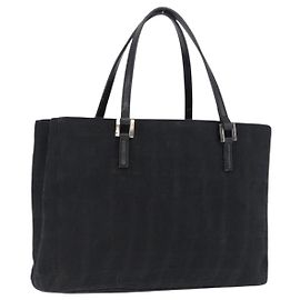 Sac à main FENDI Zucchino Canvas Noir Argent Auth BA15300 Noir Argenté
