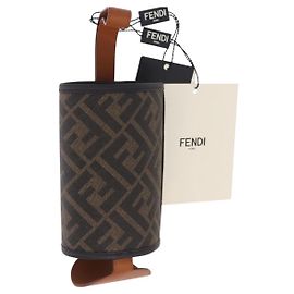 Portabicchieri FENDI Zucca Canvas PVC Nero Marrone Auth 195995M Marrone Nero
