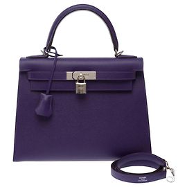 Hermès mala HERMES Kelly 28 em Couro Violeta - 103871 Roxo