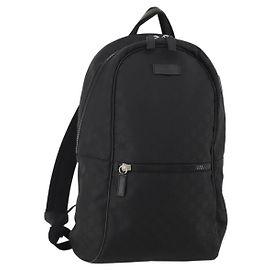 GUCCI GG Canvas Backpack Black Silver 449181 Auth BA14948 Black Silvery