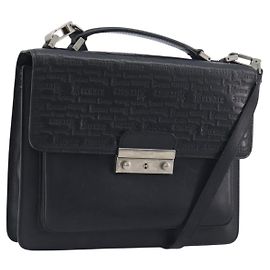 Sac à main VERSACE en cuir 2way Noir Argent Auth BA14829 Noir Argenté