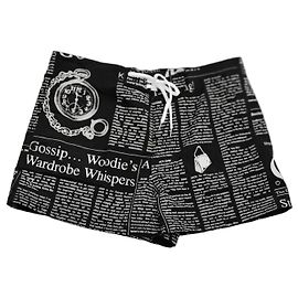 Short de bain John Galliano Imprimé Journal - XL Noir Blanc