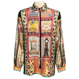 Etro Multi Printed Long Sleeved Button Up Silk Blouse Multiple colors