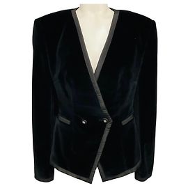 Dolce & Gabbana schwarzer Samt-Blazer mit DG-Logo-Knöpfen Schwarz