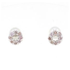 Autre Marque 18K White Gold Stud Earrings with Pink Diamonds Golden