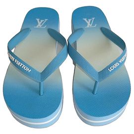 Louis Vuitton Blue and White Monogram Flip-Flops White Blue