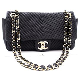 Chanel Classic Single Flap Chevron Lambskin Medium Noir
