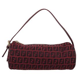 Fendi Vintage FF Zip Zucchino Canvas Medium Bordeaux