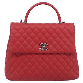 Chanel Coco Top Handle Caviar Large Rosso