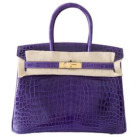 Hermès Birkin 30 Purple Crocodile Handbag Purple
