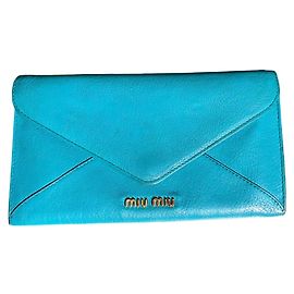 Cartera Miu Miu azul turquesa de piel granulada Azul