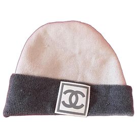 Chanel Bicolor Wool Beanie Beige Grey