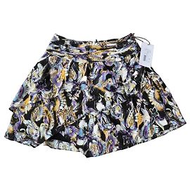 IRO Printed Ruffle Mini Skirt Black White Blue Purple Yellow