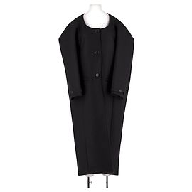 Courreges Long Black Wool Coat Black