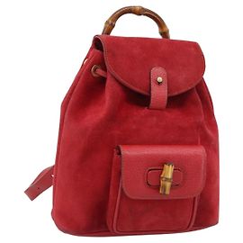 GUCCI Sac à dos Bamboo Daim Outlet Rouge Or 003 0030 3444 Autre