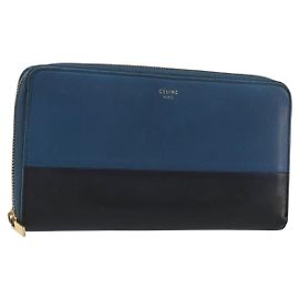 Céline CELINE Long Wallet Leather Blue Black gold Other