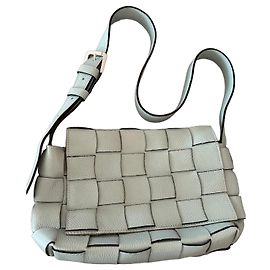 Autre Marque Ripani Pale Blue Braided Leather Shoulder Bag Blue