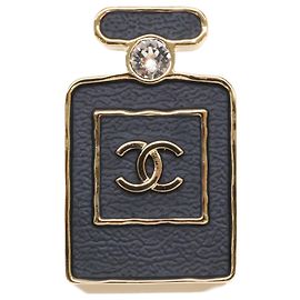 Chanel B23S Brosche mit Coco Mark Parfümflaschen-Motiv Schwarz Golden