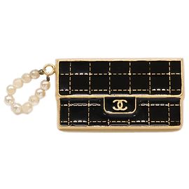 Borsa Chanel Coco Mark Chocolate Bar con motivo perla e spilla charm Nero D'oro