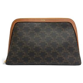 Céline Celine Large Cosmetic Pouch Marrone Nero