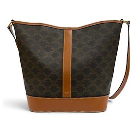 Céline Borsa a secchiello media in pelle Celine Triomphe Marrone