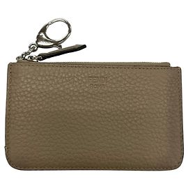 Fendi Gray Leather Coin Purse Brown